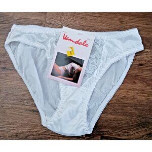 Vintage Van Dale Shiny White Nylon & Lace Panties Size 6 Hi Cut New Old Stock